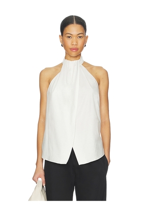 St. Agni Oxford Halter Tie Back Top in White. Size M. Also in L, S.