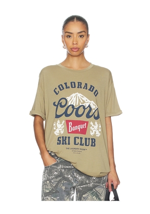 The Laundry Room Coors Colorado Ski Club Oversized Tee in Olive. Size M. Also in S, XS, L, XL.