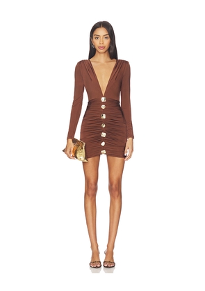 PatBO Moonlit Jersey Long Sleeve Mini Dress in Brown. Size 10. Also in 2, 8.