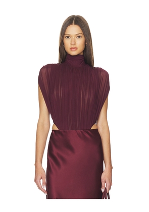 SEROYA Giulia Bodysuit in Wine. Size M. Also in L, XS.