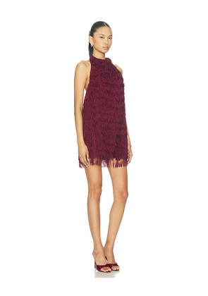 ROAME. x REVOLVE Raffaella Fringe Dress in Burgundy. Size M. Also in XS, S, L, XL.