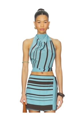 SIR. Rioja Halter Scarf Top in Blue. Size XS-S. Also in M-L.