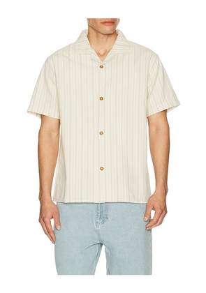 Rhythm Vacation Stripe Shirt in White. Size M. Also in S, L, XL/1X.