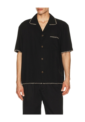 Rhythm Relaxed Whip Stitch Shirt in Black. Size M. Also in S, L, XL/1X.