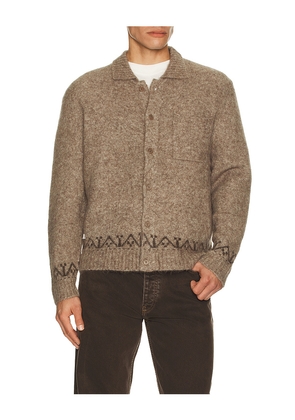 Percival Novel Collared Cardigan in Brown. Size L. Also in XL/1X, XL.