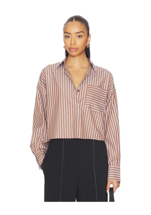 Rag & Bone Marin Cropped Striped Shirt in Brown,White. Size M. Also in L, S.