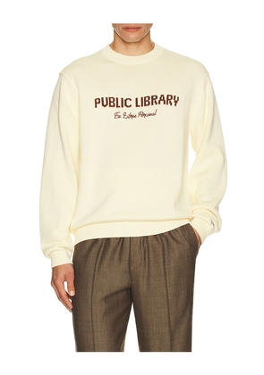 Percival Public Library Knitted Crew Jumper in Cream. Size S. Also in M, L, XL/1X.