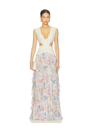 PatBO Seaweed Trim Maxi Dress in White. Size 2. Also in 6.