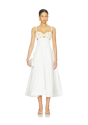 PatBO Seaweed Shell Embroidered Midi Dress in White. Size 10. Also in 0, 2, 6, 8.