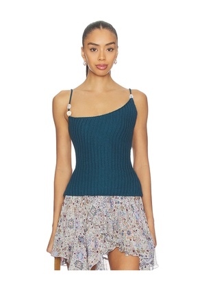 SNDYS Desi Open Back Top in Teal. Size M. Also in S, XXS, XS, L, XL, XXL.