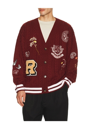 Ryoko Rain Cable Knit Cardigan in Red. Size M. Also in S, XL/1X.