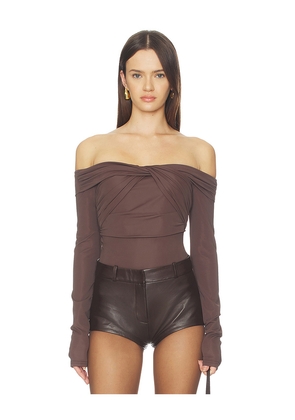 superdown Jillian Bodysuit in Brown. Size M. Also in XXS, XS, S, L, XL.
