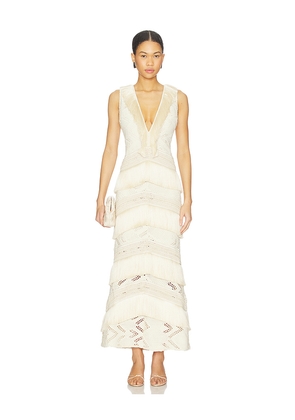 PatBO Lycra Mesh Maxi Dress in Beige. Size S. Also in L.