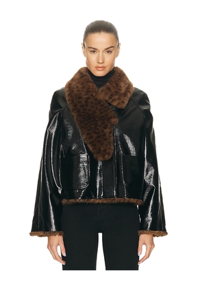 REVOLVE x JJ Revolve X JJ Pu Leopard Print Jacket in Black. Size S-M. Also in M-L.