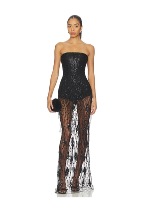 AFEW Rahul Mishra Sequined Corset Maxi Dress in Black. Size M. Also in L, XL.