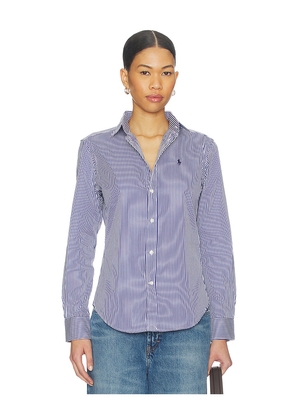 Polo Ralph Lauren Long Sleeve Button Front Shirt in Navy,White. Size 12. Also in 4.