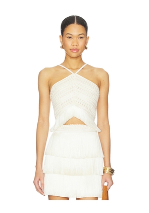 PatBO Amethyst Fringe Top in White. Size 2. Also in 0, 4, 6.