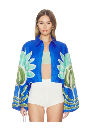 The Wolf Gang Concha Bubble Shirt in Royal. Size M. Also in XS, S, L, XL.