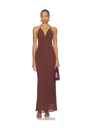 SNDYS Nadene Diamante Halter Maxi Dress in Wine. Size M. Also in S, XXS, XS, L, XXL.
