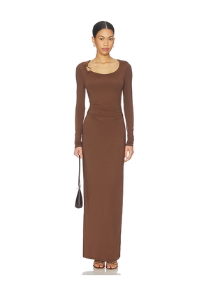 SNDYS Ashley Scoop Neck Maxi Dress in Brown. Size M. Also in S, XXS, XS, L, XL.