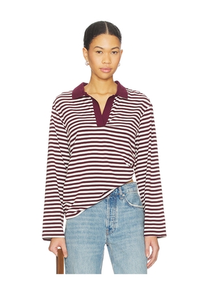 SNDYS Banks Polo Top in Burgundy,White. Size M. Also in S, XS, L, XL.