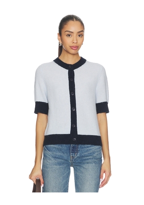 SAMSOE SAMSOE Sanoura Short Sleeve Cardigan in Navy,Baby Blue. Size L. Also in M, S, XS.