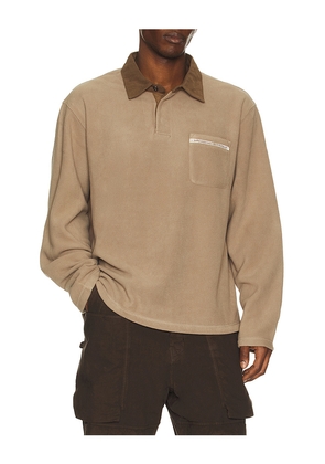 Rhythm Ladder Polar Fleece Polo in Brown. Size M. Also in L, S.