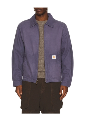 Rhythm Herringbone Sun Wash Jacket in Blue. Size M. Also in S, L, XL/1X.