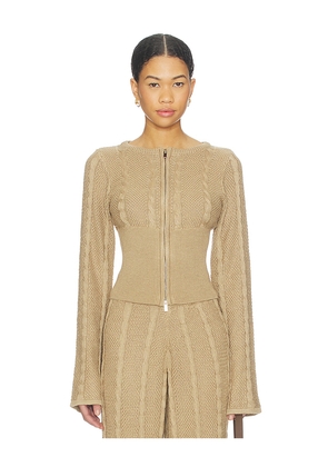 SNDYS Cici Cable Knit Top in Tan. Size M. Also in S, L, XL, XXL.