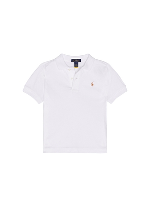 Polo Ralph Lauren Short Sleeve Cotton Interlock Knit Polo in White. Size 3. Also in 2.