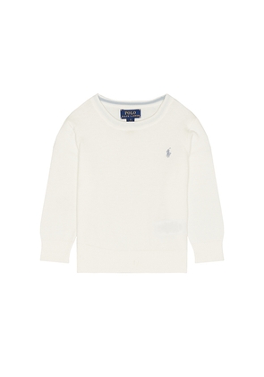 Polo Ralph Lauren Long Sleeve Cotton Cable Knit Crewneck Sweater in White. Size 2. Also in 3, 4.