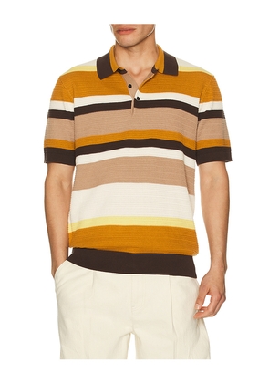 Scotch & Soda Structured Striped Knitted Polo in Brown. Size L. Also in M, S, XL/1X, XXL/2X.