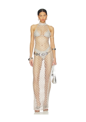 superdown Chenoa Knit Maxi in Metallic Silver. Size L. Also in XS, S, M.