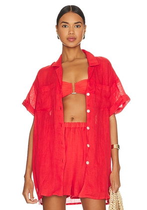 vitamin A Playa Pocket Blouse in Red. Size L. Also in XS.