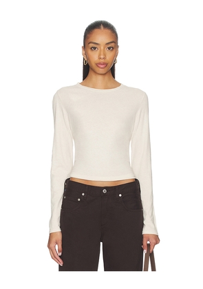 perfectwhitetee Jamie Recycled Cotton Long Sleeve in Cream. Size M. Also in XS, S, L.