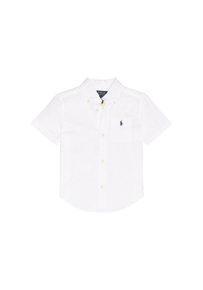 Polo Ralph Lauren Short Sleeve Cotton Seersucker Sport Shirt in White. Size 2. Also in 3, 4, 5, 6.