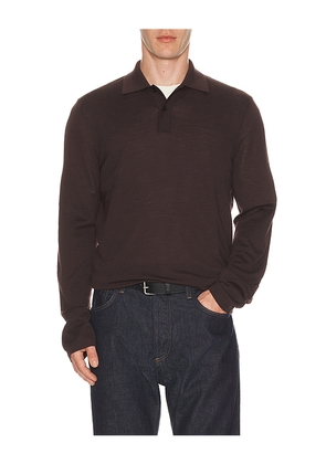 SAMSOE SAMSOE Sarowan Long Sleeve Polo in Chocolate. Size M. Also in XXL/2X.