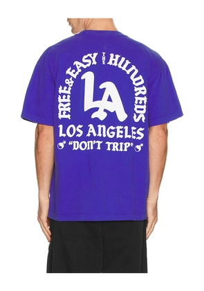 The Hundreds x Free & Easy Don't Trip T-Shirt in Blue. Size M. Also in S, L, XL/1X.