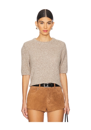 W. Cashmere Brenda Short Sleeve Pullover in Brown. Size S. Also in XS, L, XL.