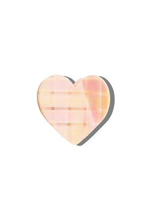 Solar Eclipse Hand-Painted Pink Plaid Heart Claw Clip in Coral.