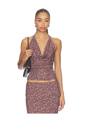 SOVERE Delilah Top in Brown,Blue. Size M. Also in XS, S, L.