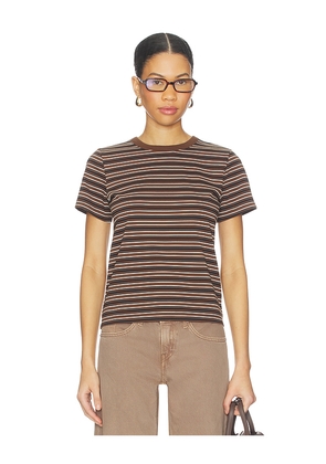 PISTOLA Alba Baby Tee Shirt in Brown. Size M. Also in XS, S.