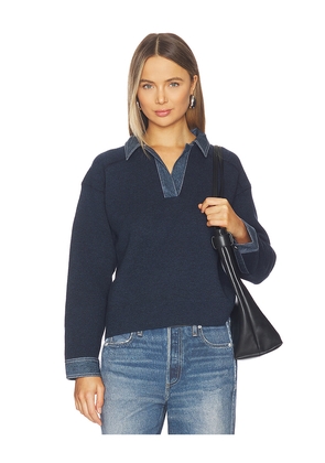 Rag & Bone Marie Denim Polo in Navy. Size M. Also in L, S.
