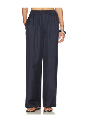 Rohe Wide Leg Silk Trousers in Navy. Size 34. Also in 32, 36, 38, 40.