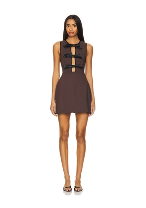 WeWoreWhat Piped Peplum Mini Dress in Brown. Size 0. Also in 00, 2, 4, 6, 8, 10, 12.