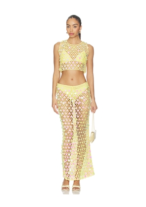 superdown Coralie Maxi Skirt Set in Lemon. Size L. Also in XS, S, M.