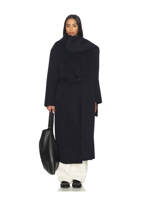 Rohe Signature Double-faced Scarf Coat in Navy. Size 32. Also in 34, 36, 38.