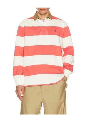 Polo Ralph Lauren Long Sleeve Collared Rugby Shirt in Red. Size L. Also in M, S, XL/1X.