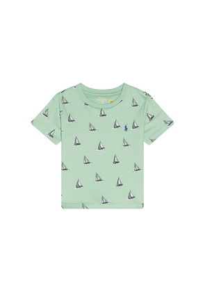 Polo Ralph Lauren Short Sleeve Jersey Knit Sail Print Ringer T-shirt in Green. Size 2. Also in 3, 4, 5, 6.