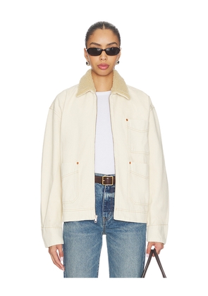 SLVRLAKE Casey Square Worker Jacket in Cream. Size L. Also in S, M.
